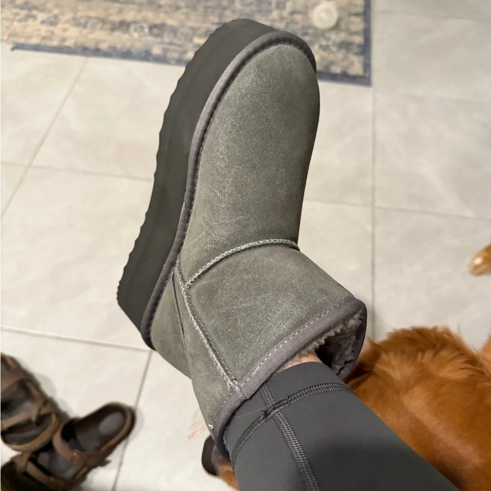 Women's Gray Platform Ankle Boots
